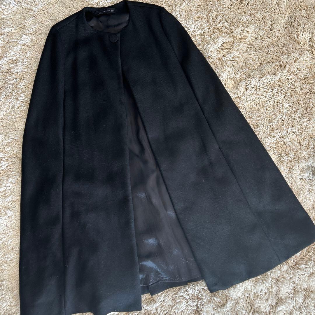 ZARA ケープコート　ブラック
