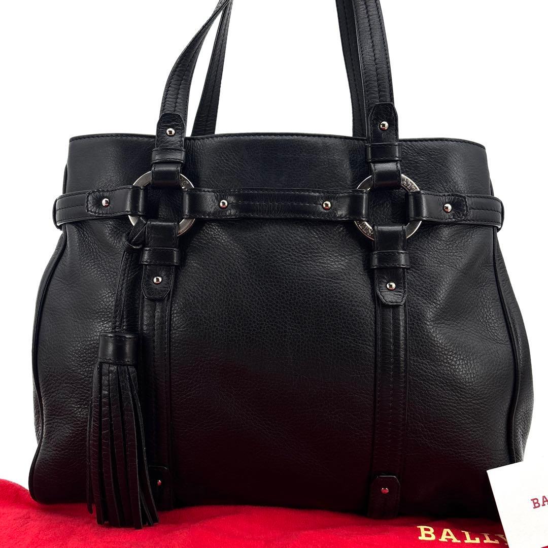 美品】BALLY バリー　トートバッグ　ショルダー　肩掛け　A4 革　レザー　黒
