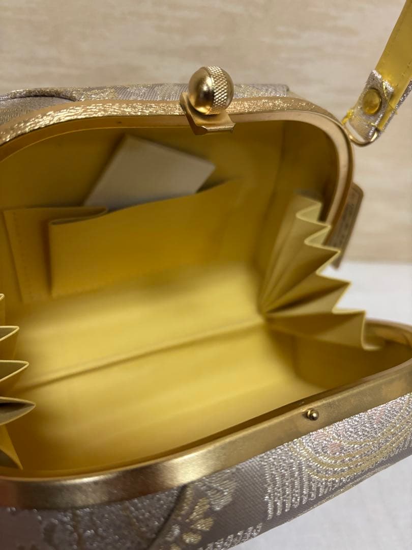 和装用草履バッグセット　梅　菊　市松　銀色　クリームイエロー　成人式　未使用品