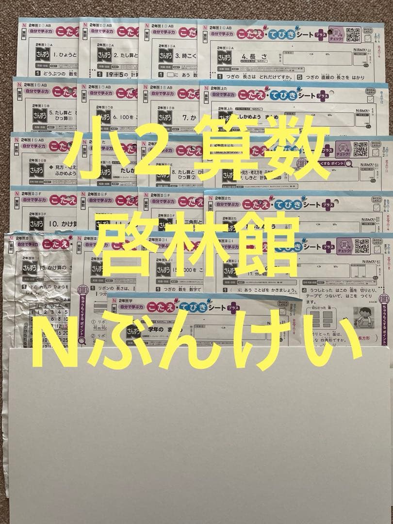【最新版】小2 算数 啓館林 Nぶんけい 解答　21枚