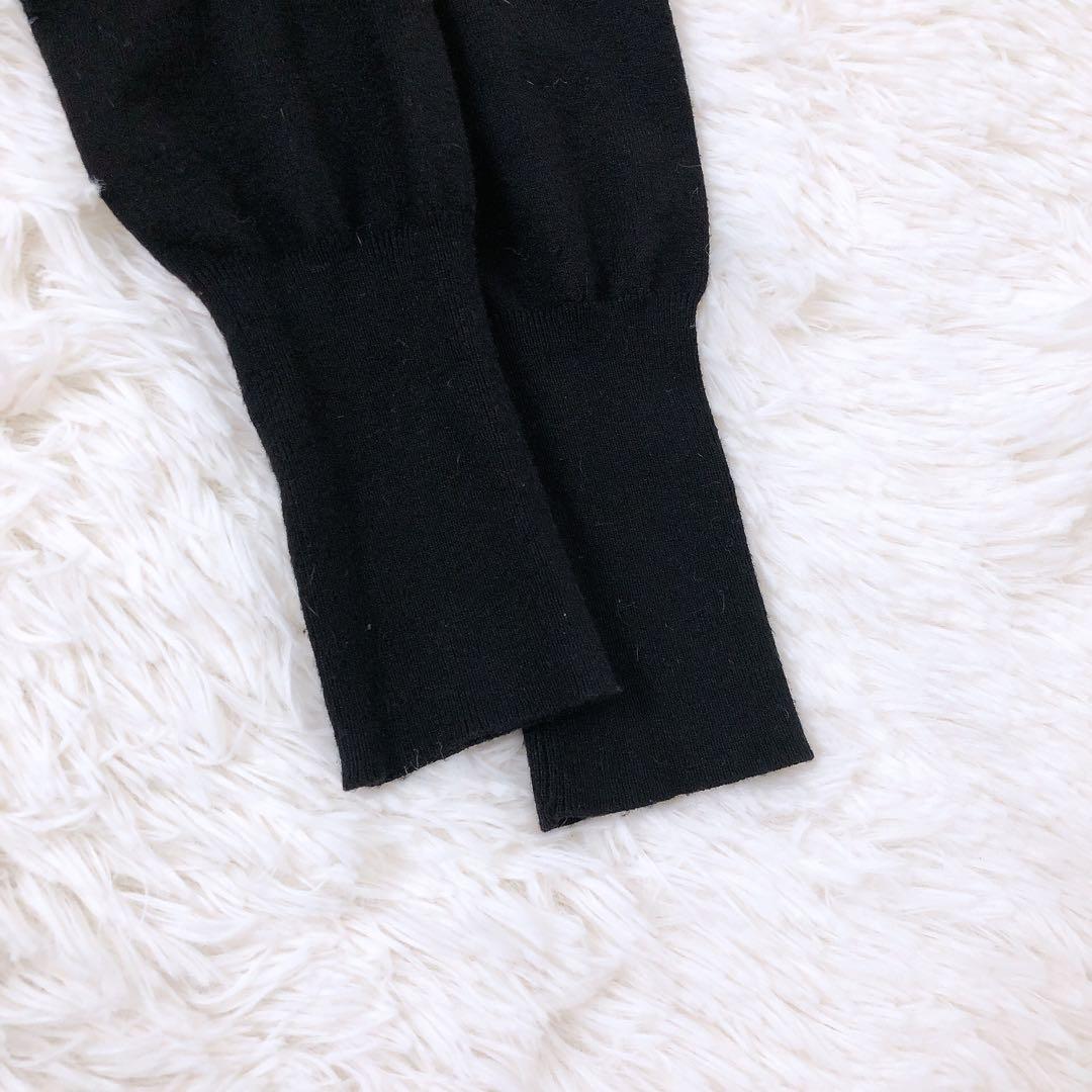 JENNE タートルネックニットワンピース　フレア　ロング丈　マキシ　黒　L