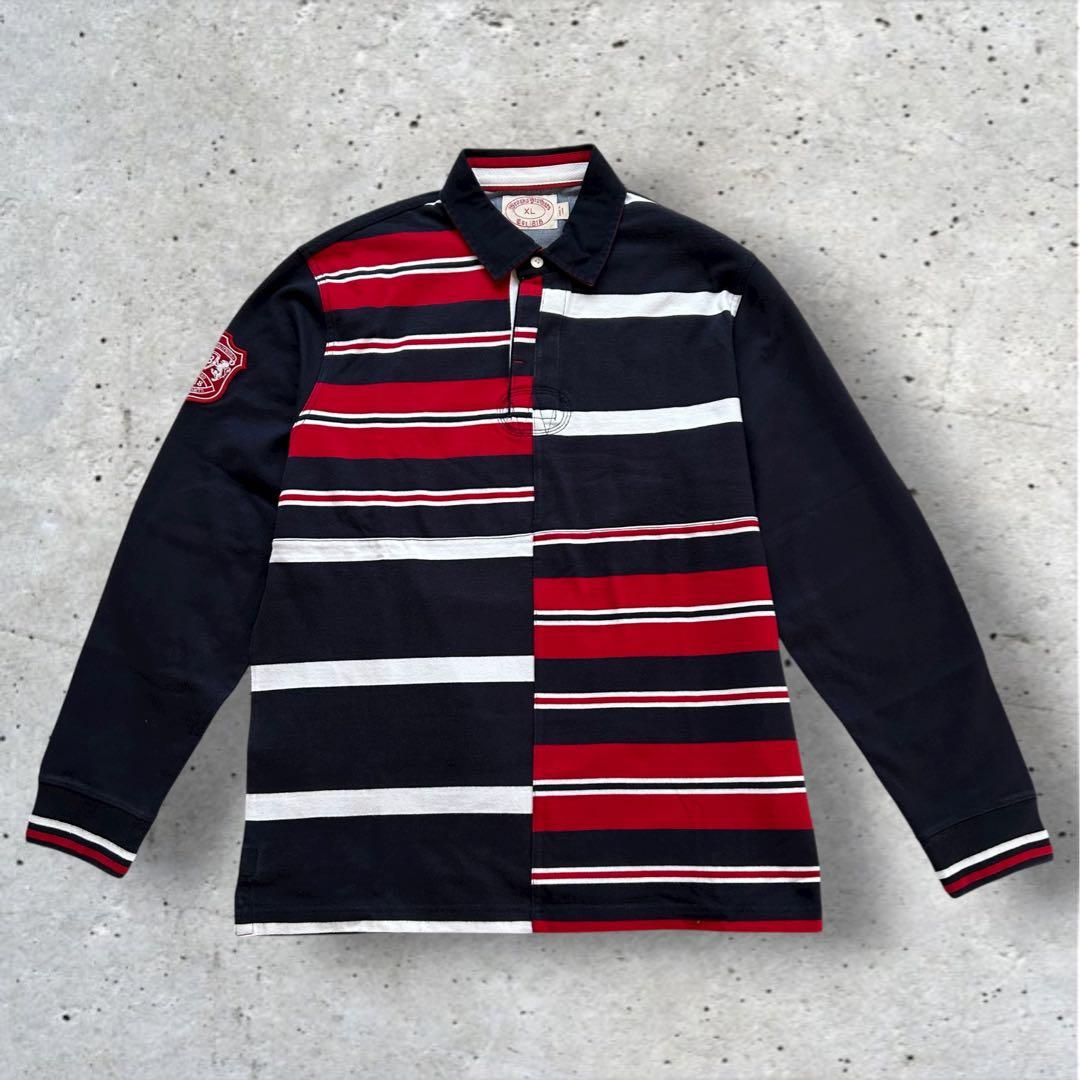 美品【ブルックスブラザーズ】ラガーシャツ クレイジーボーダー XL