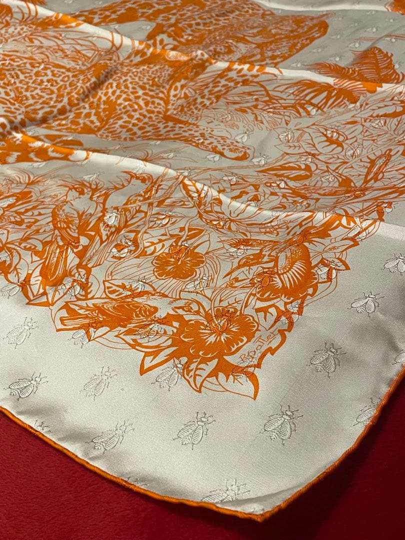 希少極美品HERMES シルクスカーフジャングルラブ90cmリボン封筒おまけ