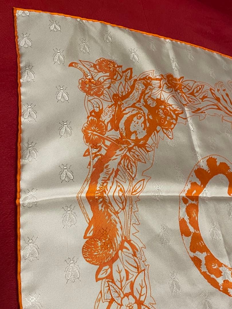 希少極美品HERMES シルクスカーフジャングルラブ90cmリボン封筒おまけ