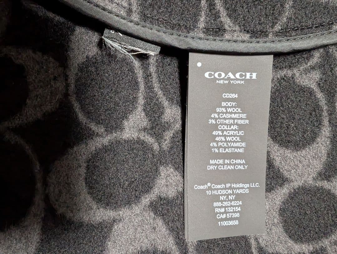 COACH コーチ ケープコート カシミヤ混 黒