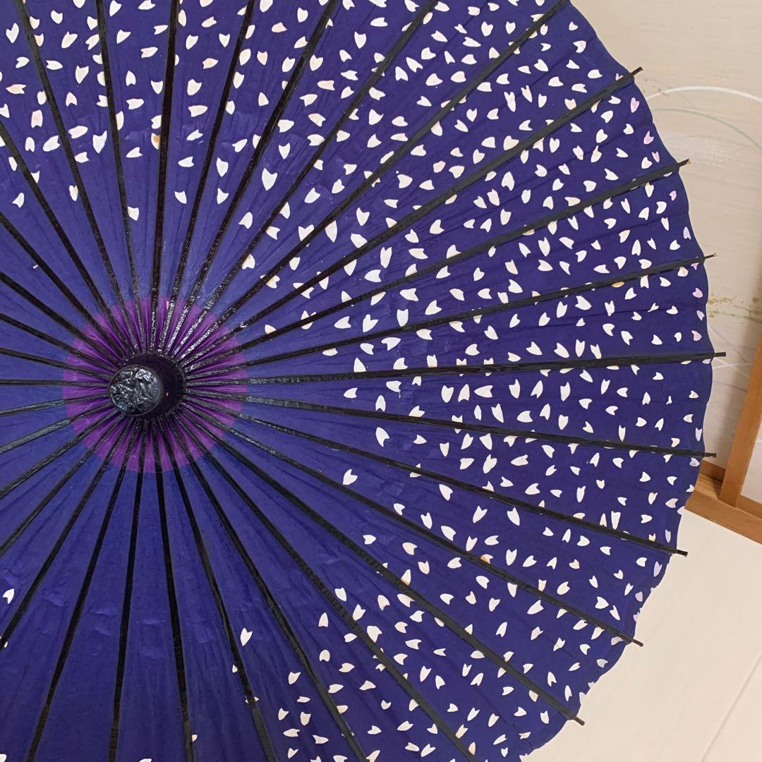 舞踊傘 濃紫　濃紺　桜吹雪　2本セット　蛇の目傘　日本舞踊　踊り　和傘　収納袋付