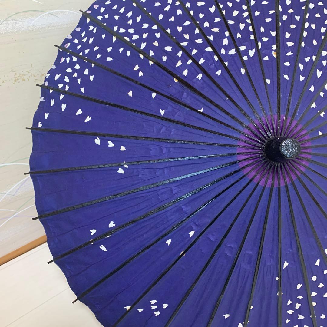 舞踊傘 濃紫　濃紺　桜吹雪　2本セット　蛇の目傘　日本舞踊　踊り　和傘　収納袋付