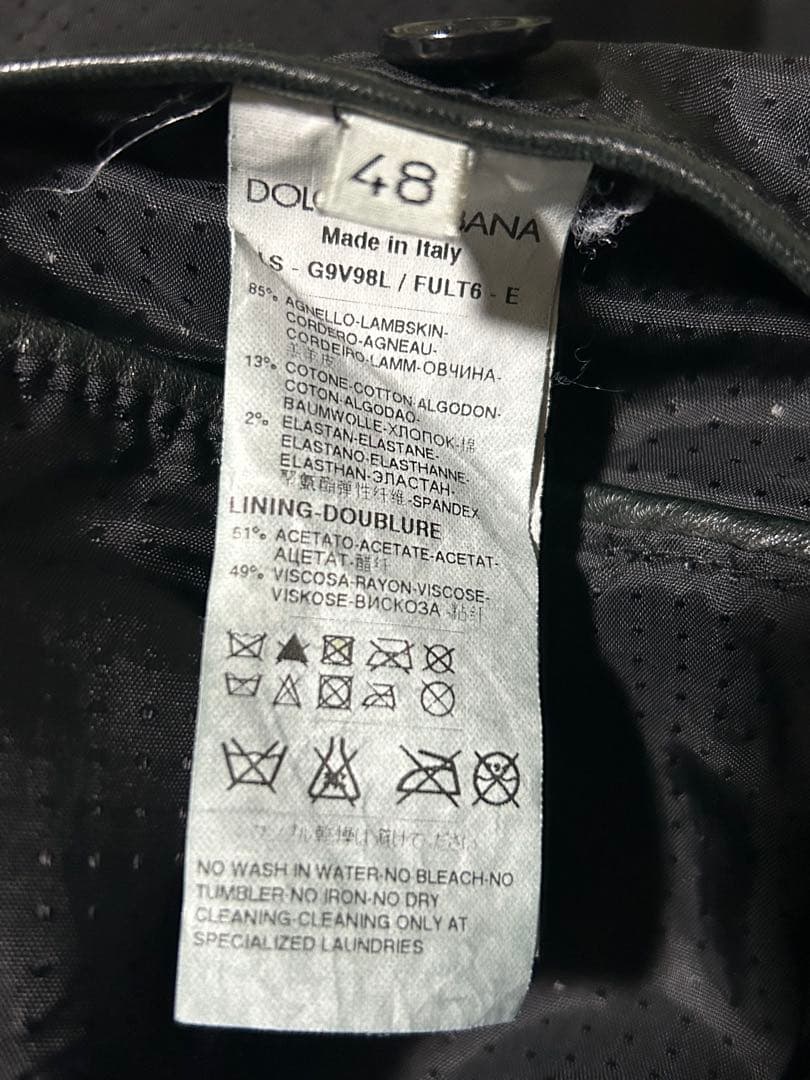 DOLCE&GABBANA 本革 ライダースジャケット ブラック 48 美品