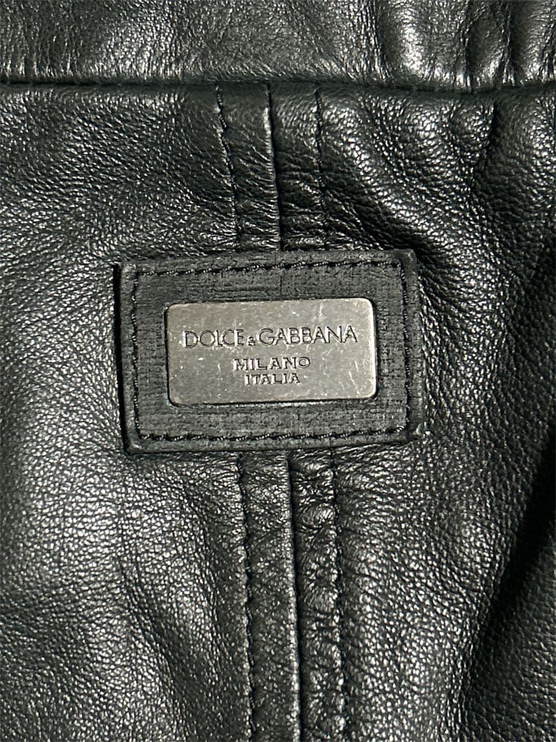DOLCE&GABBANA 本革 ライダースジャケット ブラック 48 美品