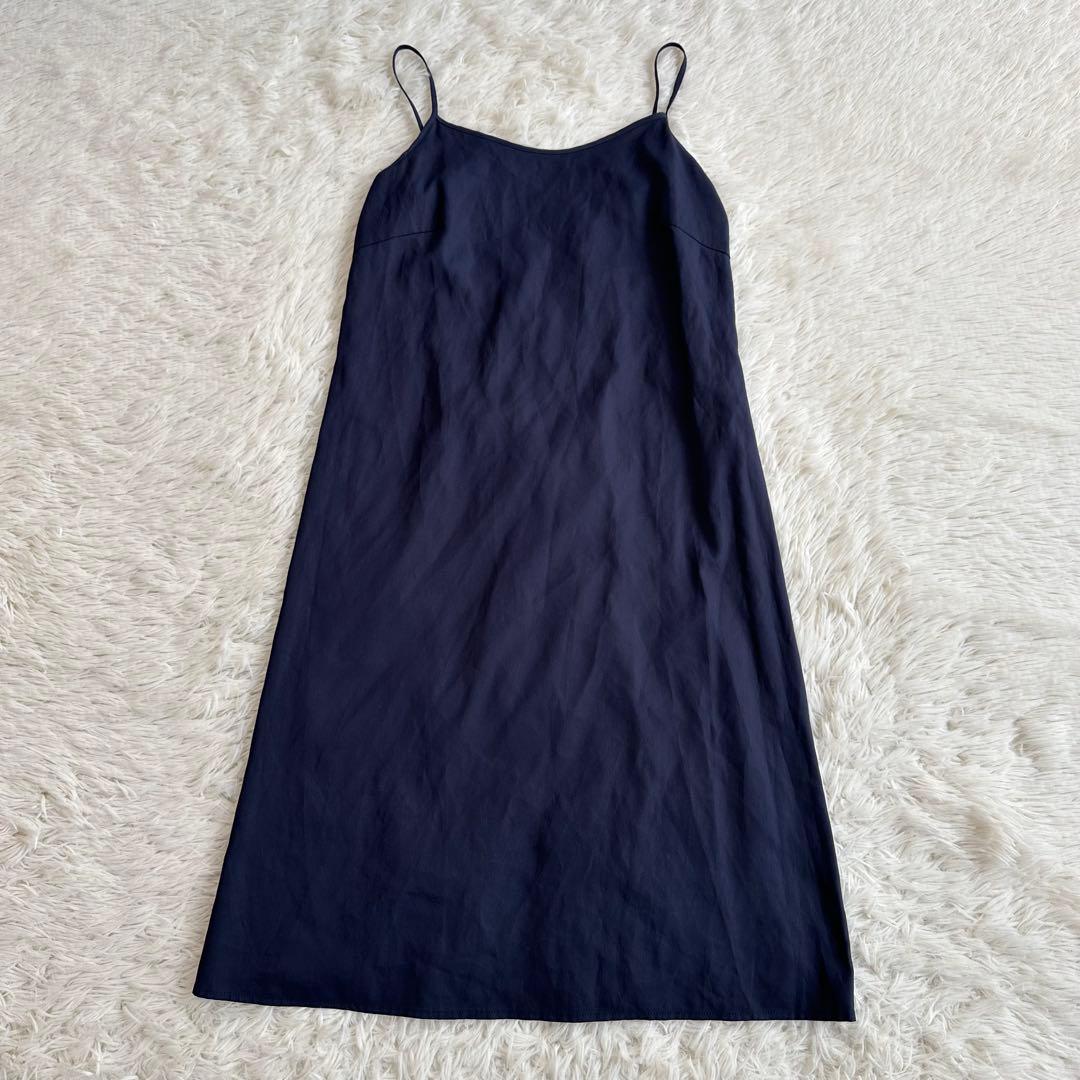 LOVELESS 花柄シアー ロングシャツワンピース ペチコート 金ボタン 紺
