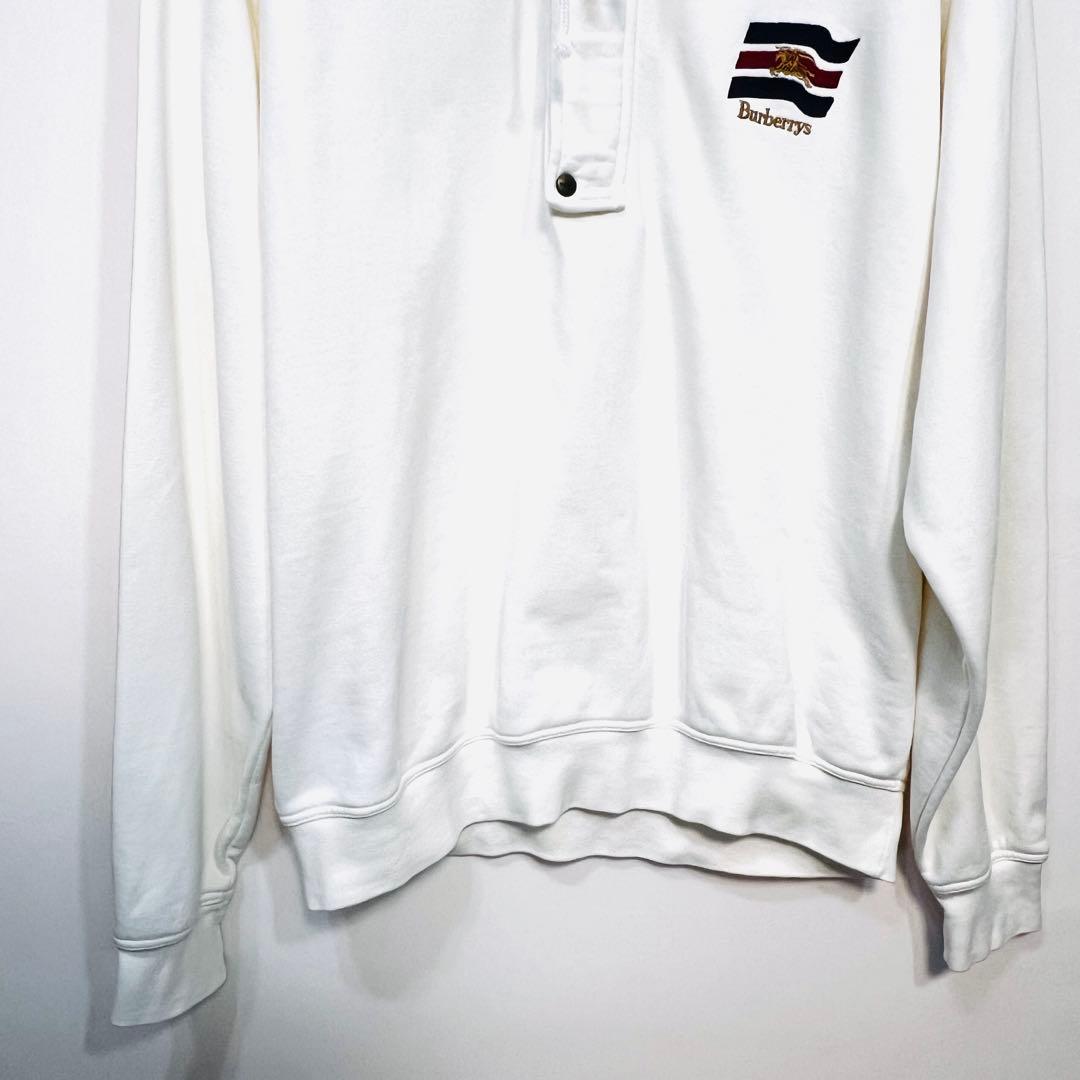 ⭐︎レア⭐︎90s Burberrys ハーフジップ スウェット L 白 三陽商会