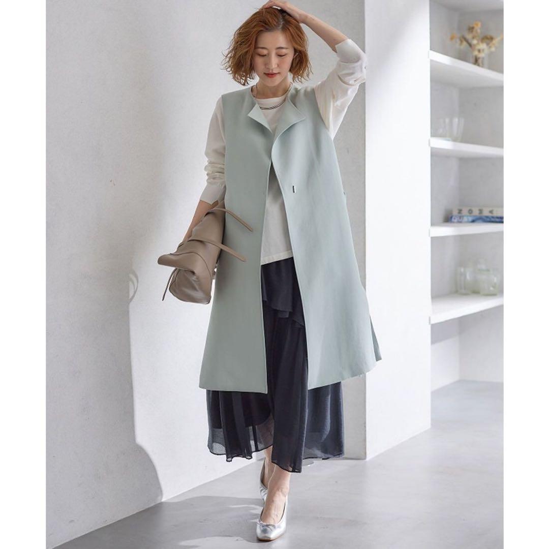 美品⭐️23区＊ハイカウントライトクロスジレ　38 グリーン