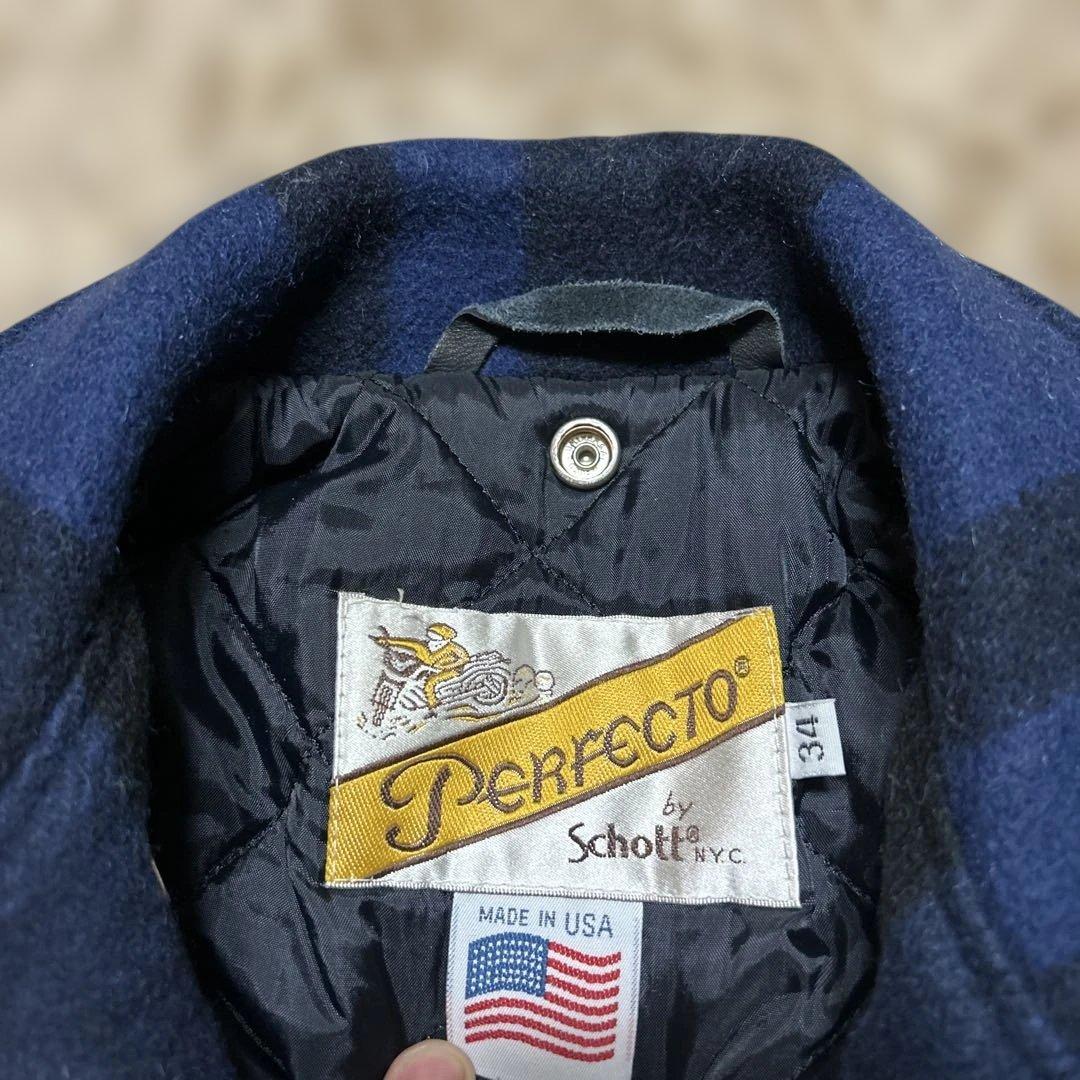 USA製ショットschottライダースワンスター レザーxウール34