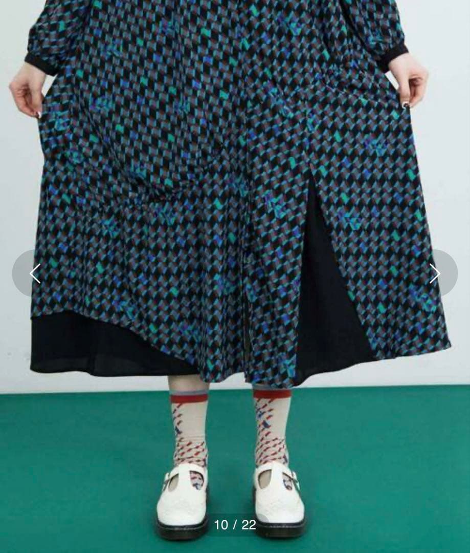 ◆美品◆4.2万◆フラボア◆ジオメトリーワンピース◆マキシ◆ゆったり◆ペチコート