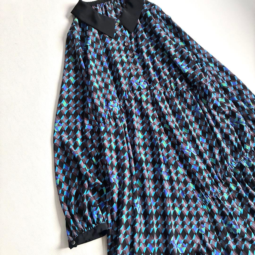 ◆美品◆4.2万◆フラボア◆ジオメトリーワンピース◆マキシ◆ゆったり◆ペチコート
