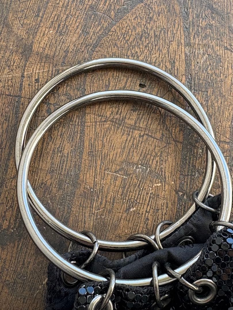 Whiting&Davis フリンジ パーティバッグ Black Silver