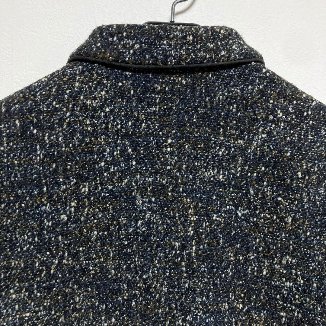 LANVIN COLLECTIONランバン ツイードステンカラーコート Lミディ