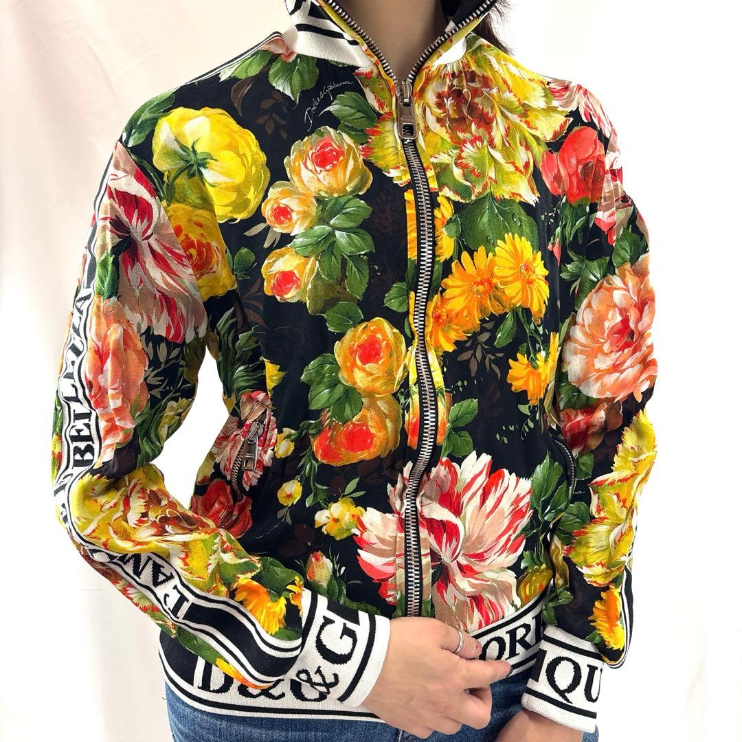 超希少　ドルチェ＆ガッバーナ　花柄　シルク　トラックジャケット36　モックネック