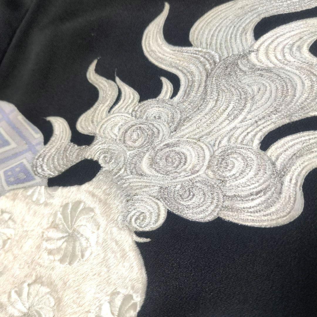 古典幾何グラデ 唐獅子刺繍 留袖リメイクドレス