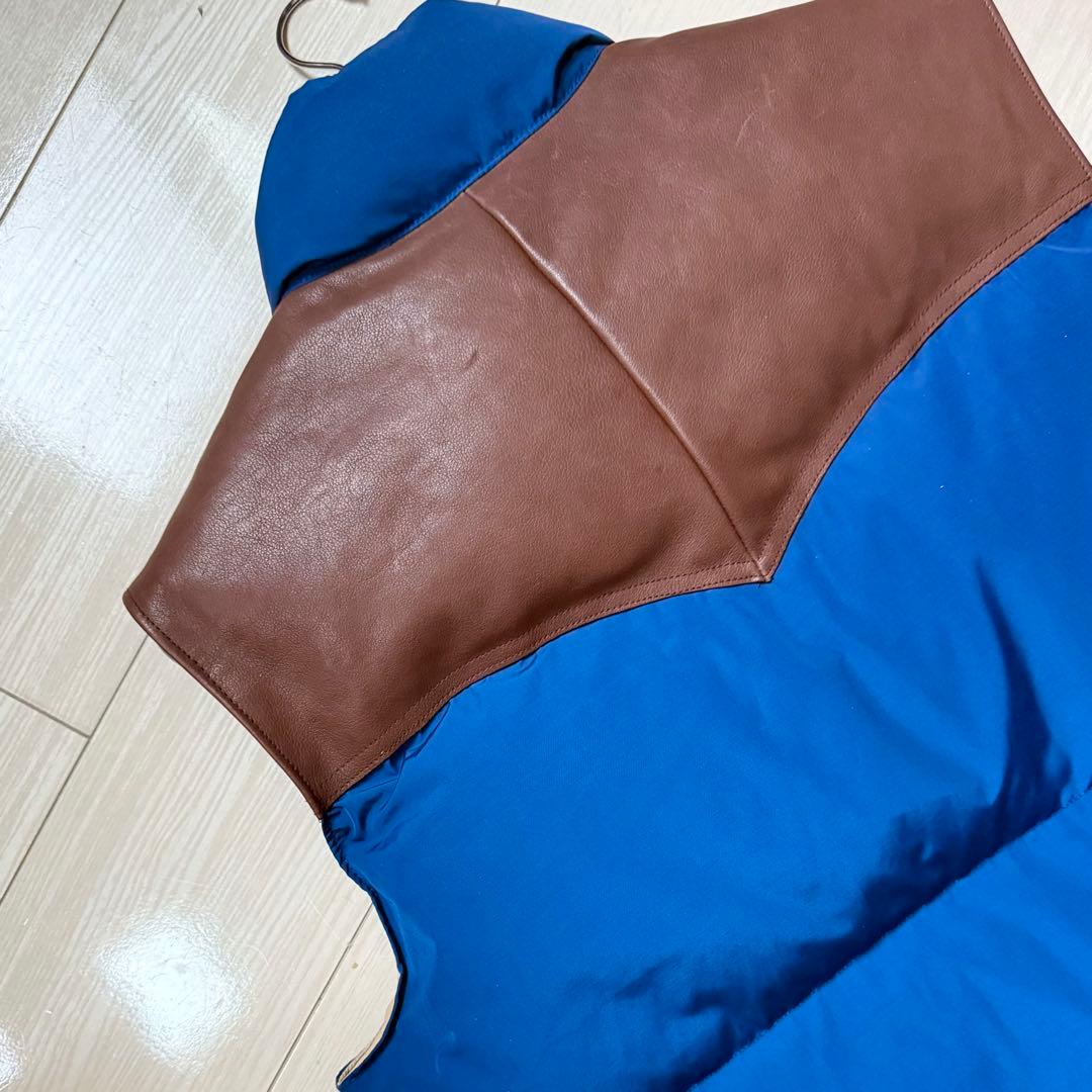 【使用2回】Schott レザーコンビベスト RANCHER ネイビー Lサイズ