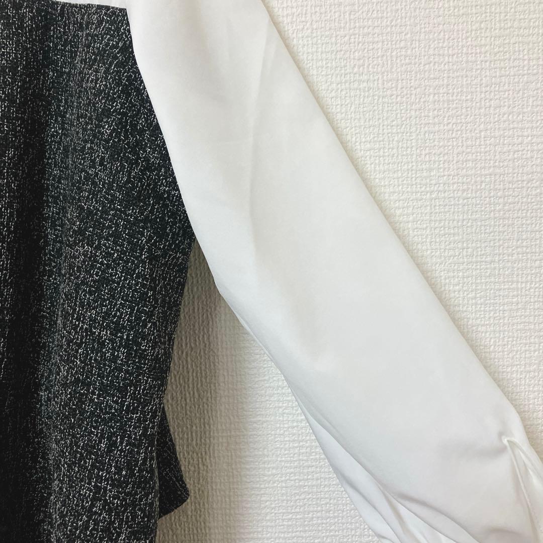 未使用　美品　anySiS　【洗える】ツイードコンビ ワンピース ブラック系　２