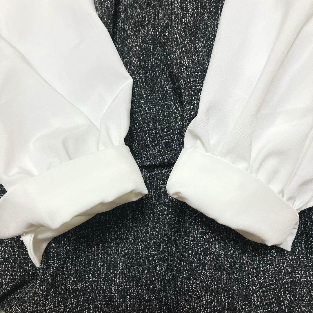 未使用　美品　anySiS　【洗える】ツイードコンビ ワンピース ブラック系　２