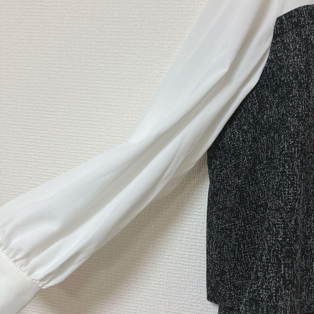 未使用　美品　anySiS　【洗える】ツイードコンビ ワンピース ブラック系　２