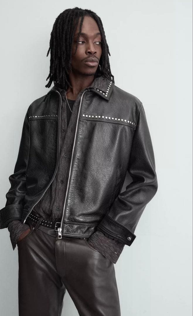 Zara ザラ スタッズ ブラックレザー ライダース