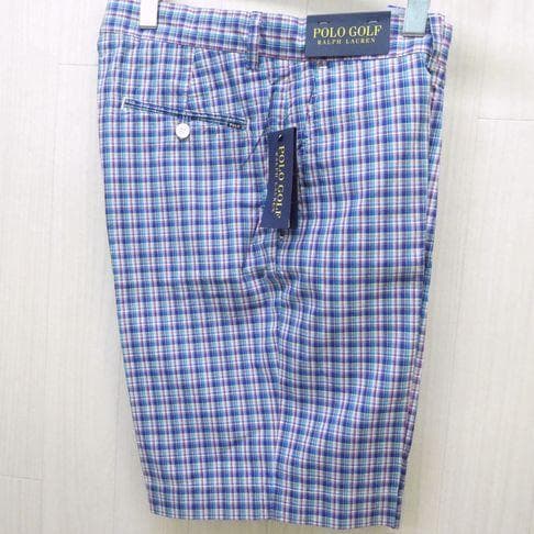 ポロゴルフ ラルフローレン ハーフパンツ ショートパンツ W32 チェックブルー