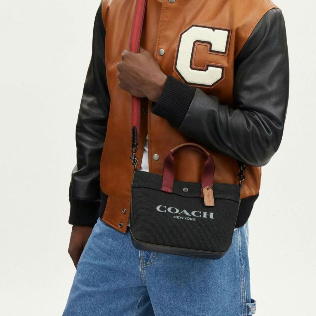 本日限定！コーチCOACH トートショルダーバッグ ブラックキャンパス地＆レザー