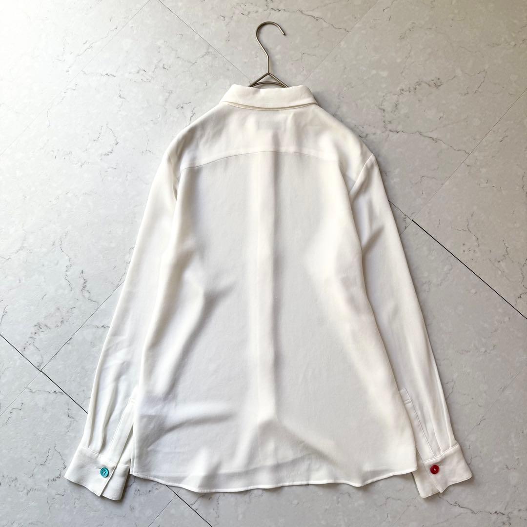 Paul Smith ソフトジョーゼット ブラウス 38 ボタン ホワイト