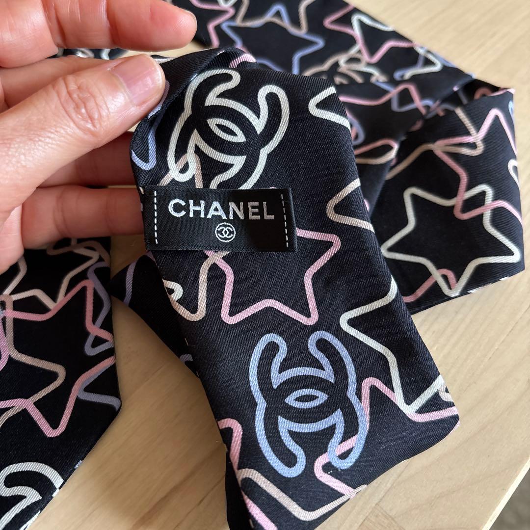 CHANEL 星柄 ツイリー　ヘアバンド　リボン　スカーフ