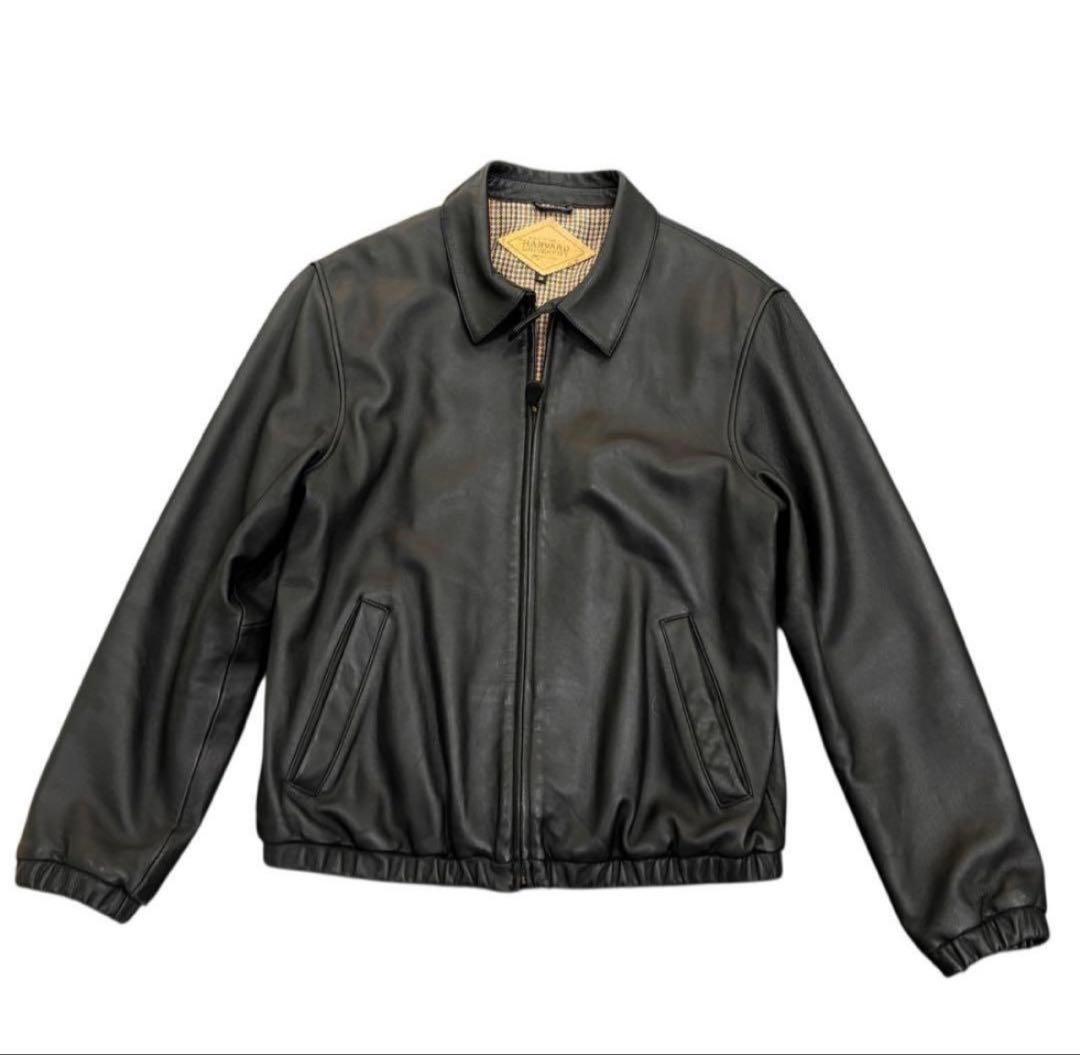 ハーバード大学 ラムレザー ジャケット M 黒 高級感 90s 美品　短丈