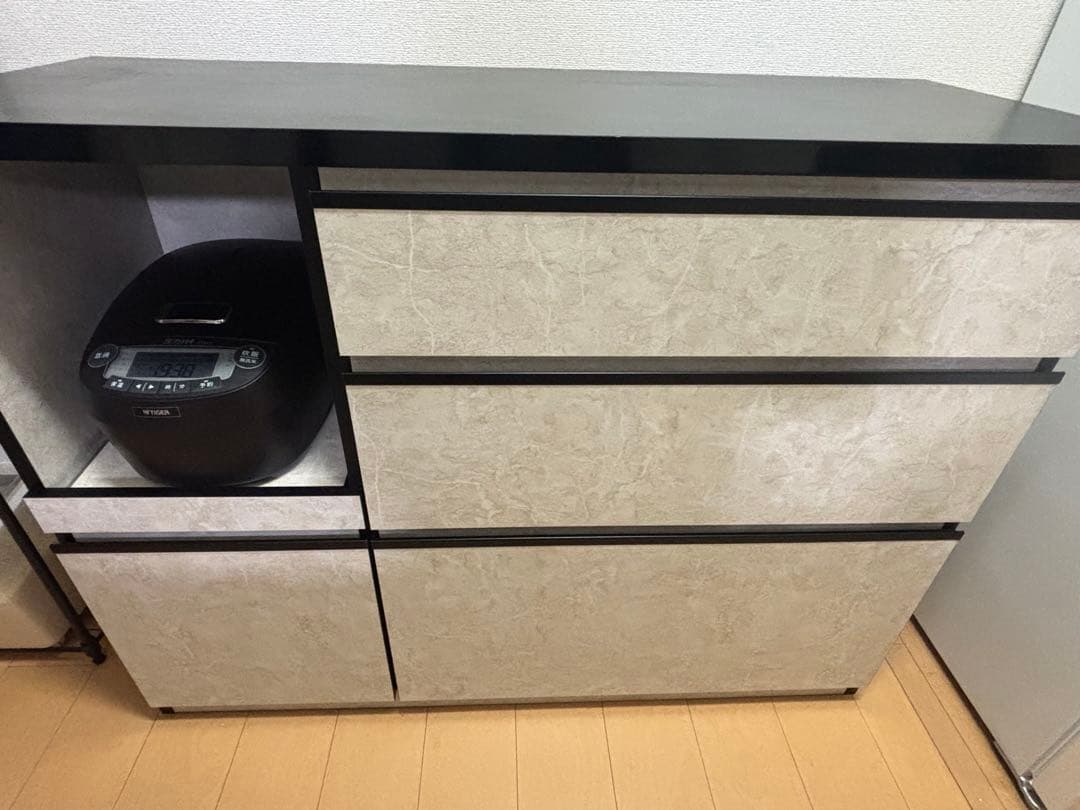 タケ　大川家具 日本製 キッチンカウンター ストーンホワイト