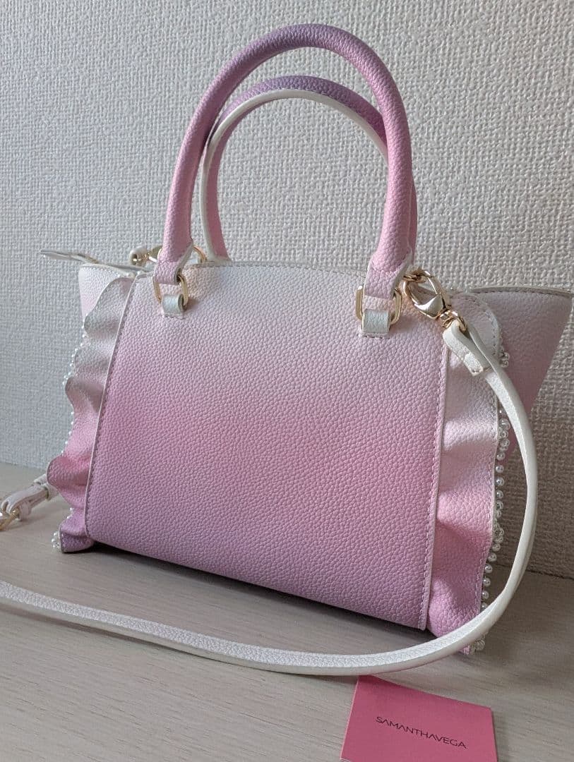 【美品】Samantha Vega キルティング パール ビジューフラッター 小