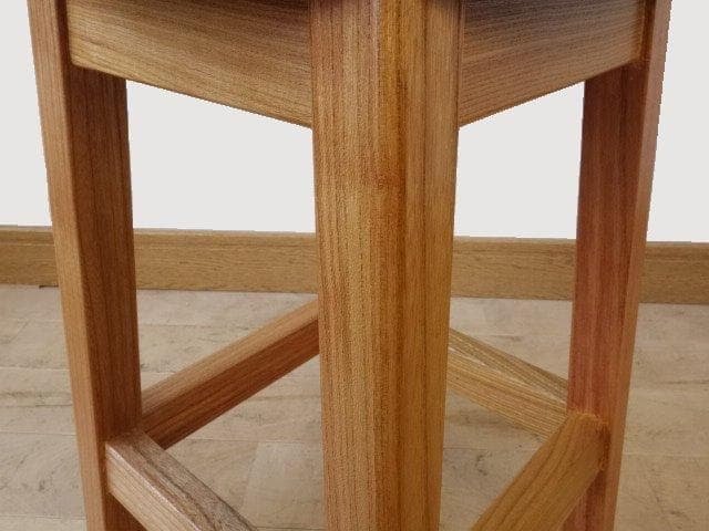 北海道手作り家具　ケヤキ（欅）材　スツール　布座（オレンジ色）