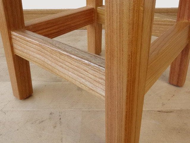 北海道手作り家具　ケヤキ（欅）材　スツール　布座（オレンジ色）