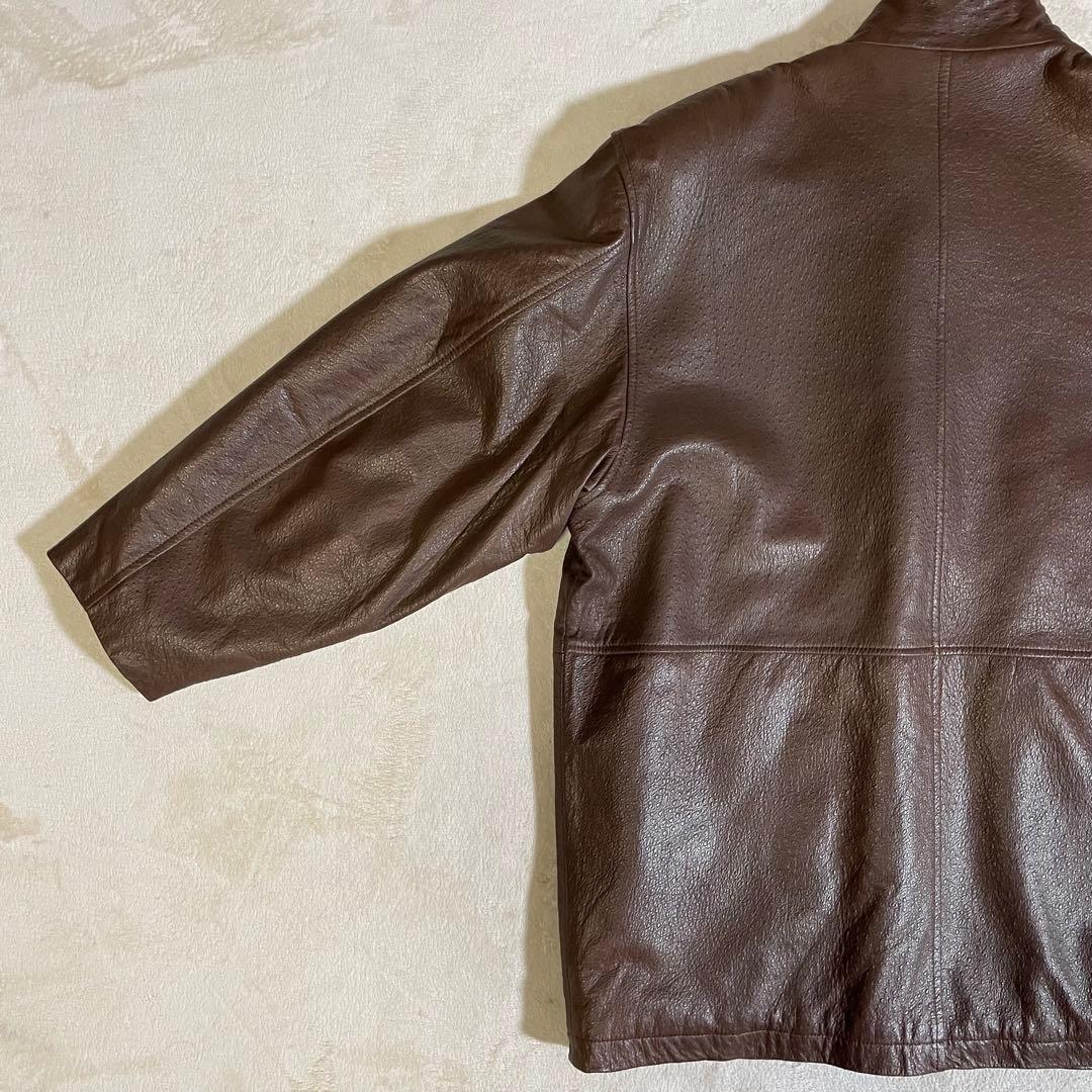 ヴィンテージ　ランバン　レザージャケット　オーストリッチ型押し　50 XL 茶色