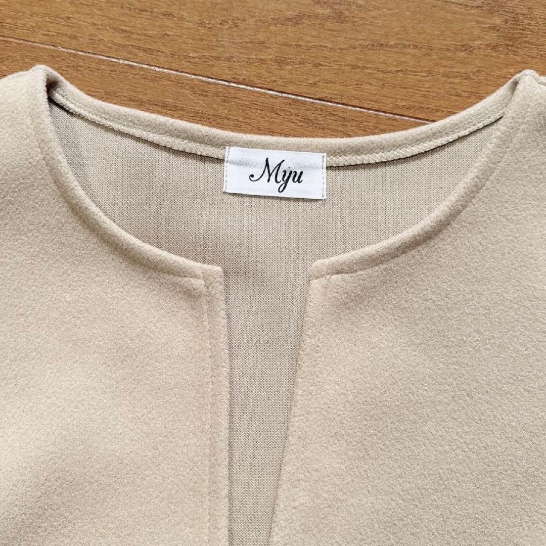 Myu リボン付き ケープコート ロングジレ ベージュ F