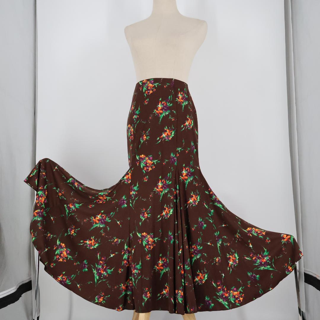 【美品 日本製 フラメンコ衣装】ブラウン CHACOTT ファルダ スカート