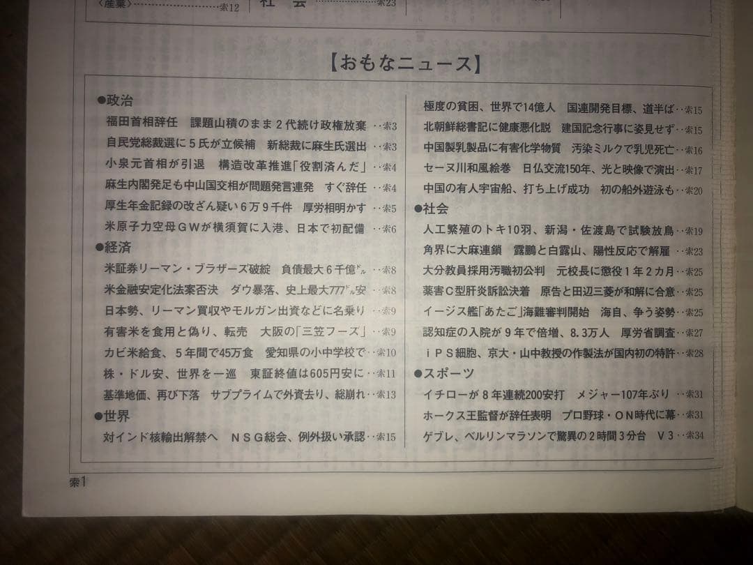 朝日新聞 縮刷版 2008年（平成20年） 7〜12月　6冊セット