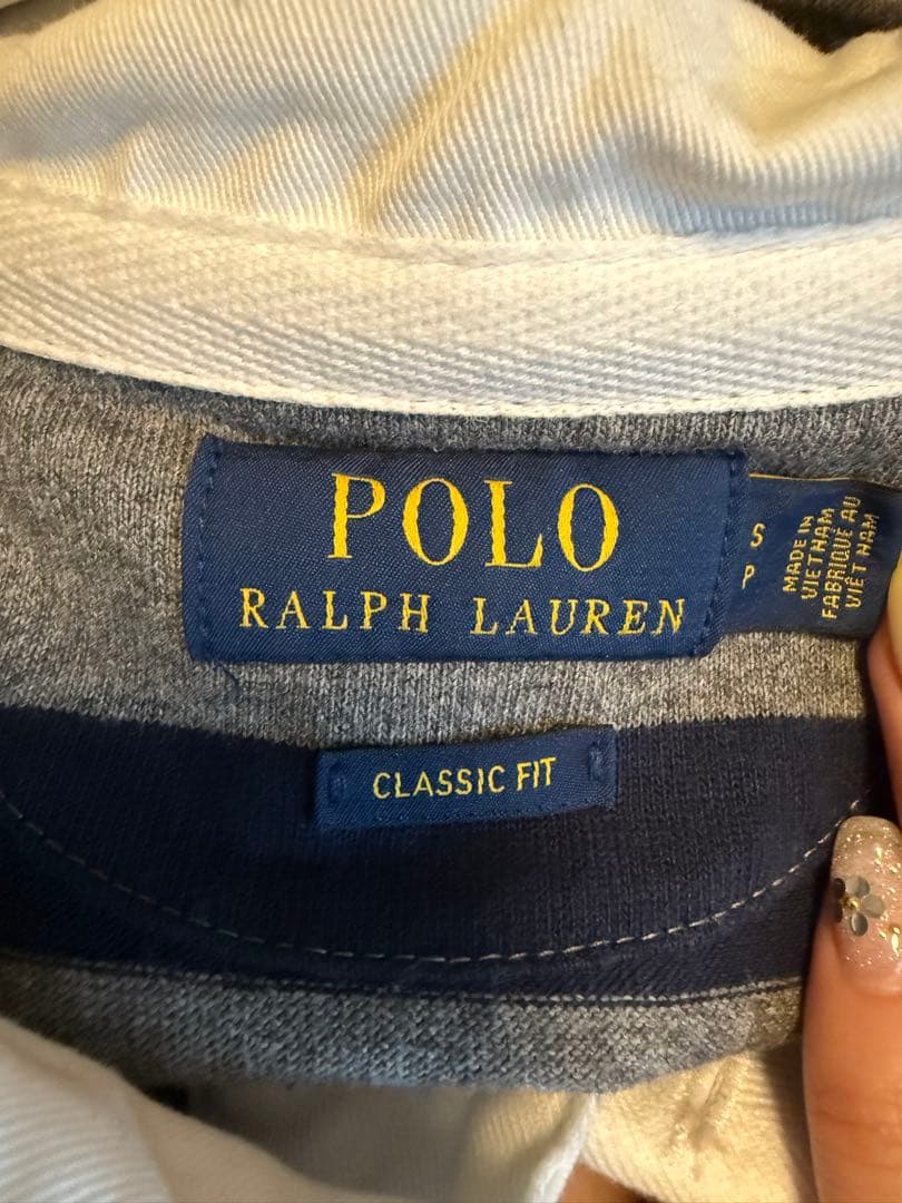 Polo Ralph Lauren ラガーシャツ グレー/ネイビーSサイズ
