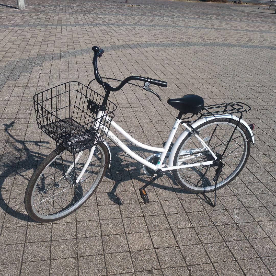24インチ シティサイクル 前カゴ付き(引き取り限定)ホワイト