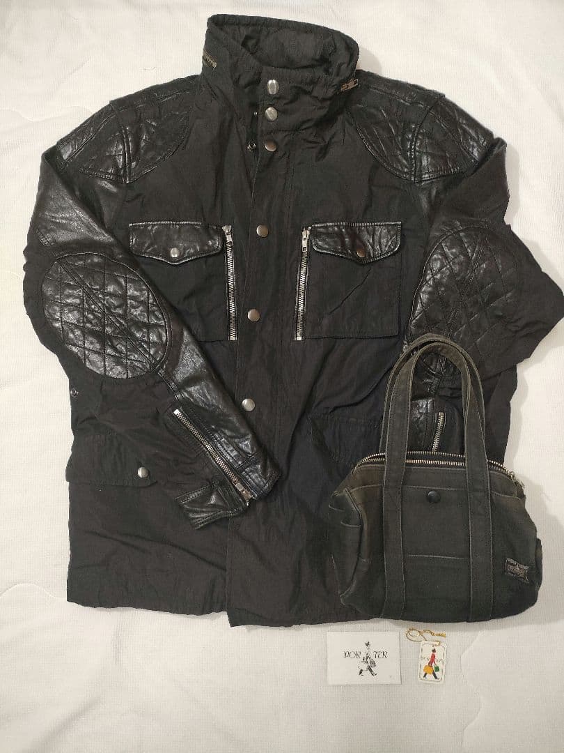 DIESEL ディーゼル ライダースジャケット レザー 切替 羊革 ブルゾン