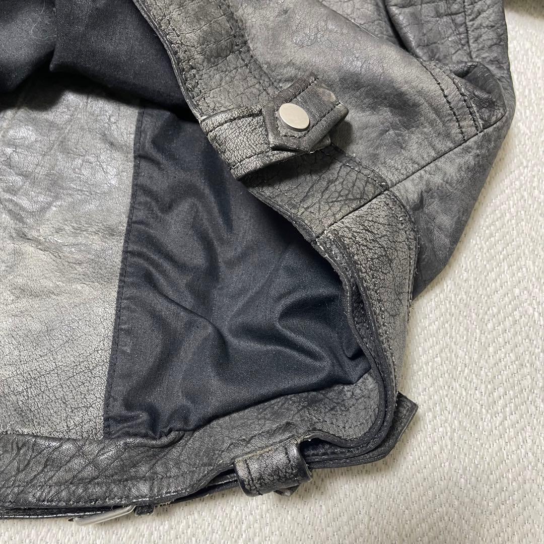 ZARA ザラ 水牛 本革 レザーライダースジャケット ヴィンテージ加工 L