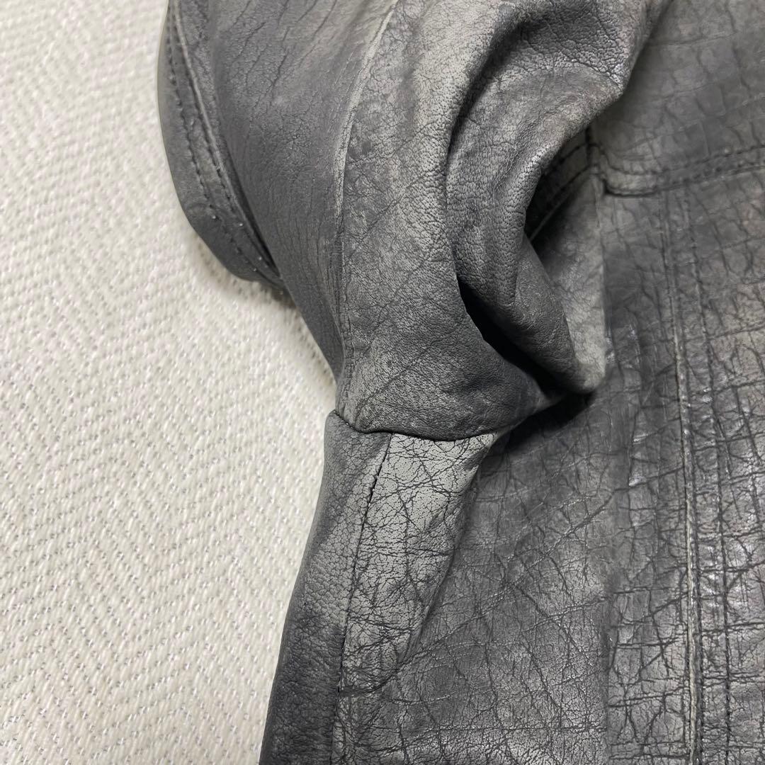 ZARA ザラ 水牛 本革 レザーライダースジャケット ヴィンテージ加工 L