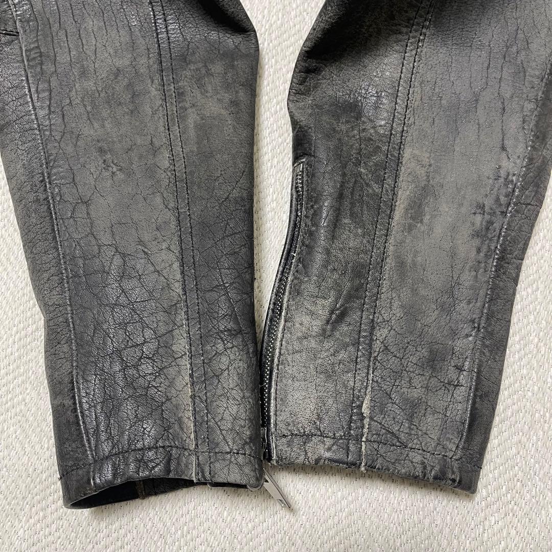 ZARA ザラ 水牛 本革 レザーライダースジャケット ヴィンテージ加工 L