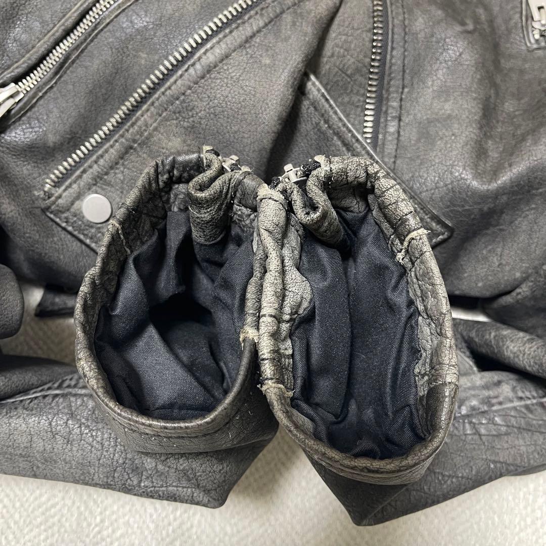 ZARA ザラ 水牛 本革 レザーライダースジャケット ヴィンテージ加工 L