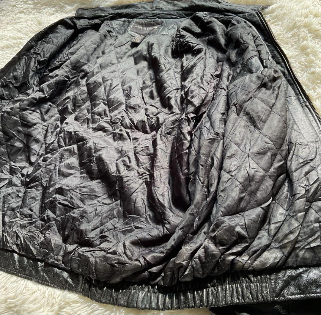 90's✨レザージャケット　ボンバー　本革　オーバーサイズ　XL 黒　キムタク