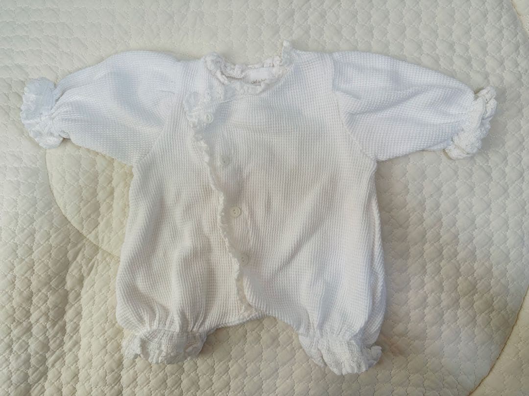 ciel de bébé ワッフル退院着(長袖)ボンネット